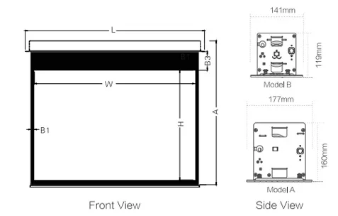 Màn chiếu Grandview âm trần Hidetech Tab-Tension